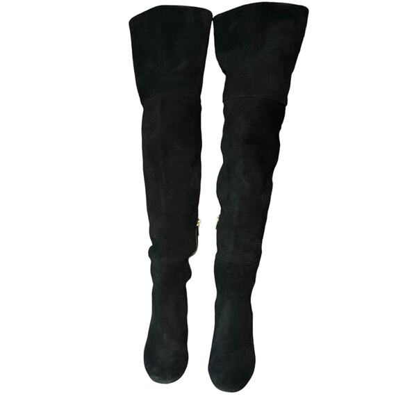 Womens Black Suede Over the Knee Boots 6.5 City Whimsigoth Party‎ Cocktail - Picture 2 of 14